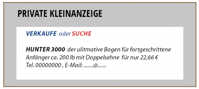 Private Kleinanzeige im TB